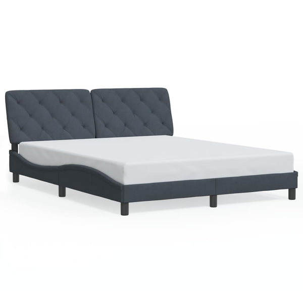vidaXL LED Bed Frame without Mattress Dark Grey 160x200 cm Velvet