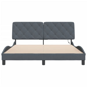 vidaXL LED Bed Frame without Mattress Dark Grey 160x200 cm Velvet