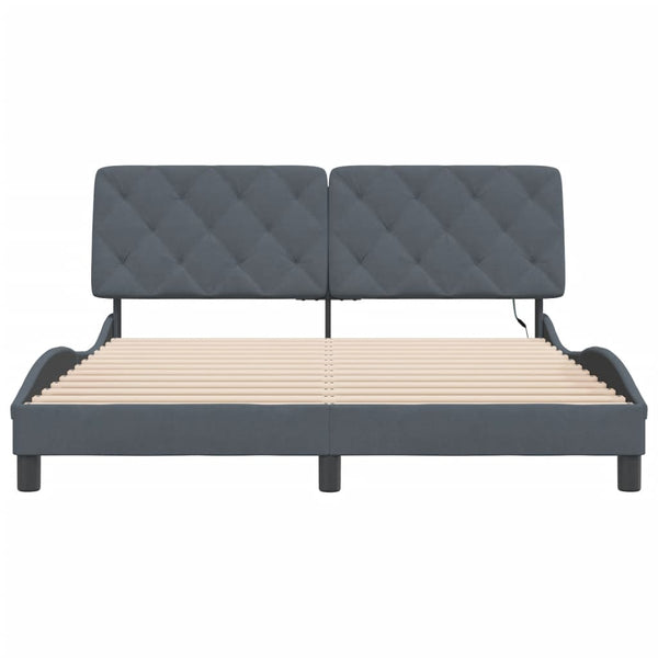 vidaXL LED Bed Frame without Mattress Dark Grey 160x200 cm Velvet