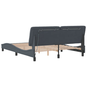 vidaXL LED Bed Frame without Mattress Dark Grey 160x200 cm Velvet