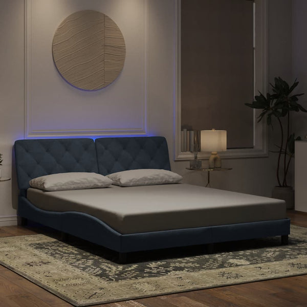 vidaXL LED Bed Frame without Mattress Dark Grey 160x200 cm Velvet