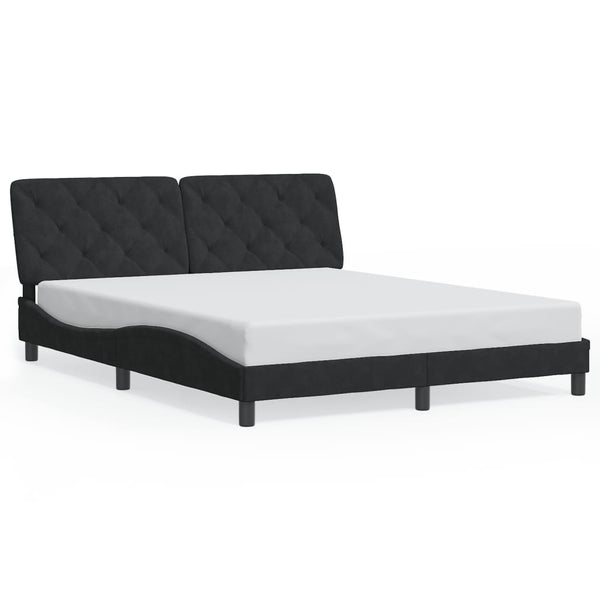 vidaXL LED Bed Frame without Mattress Black 160x200 cm Velvet