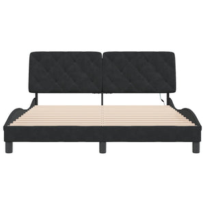 vidaXL LED Bed Frame without Mattress Black 160x200 cm Velvet
