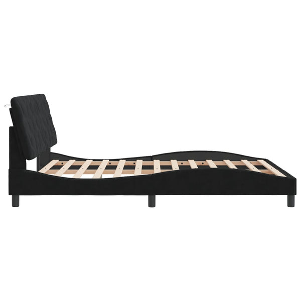 vidaXL LED Bed Frame without Mattress Black 160x200 cm Velvet
