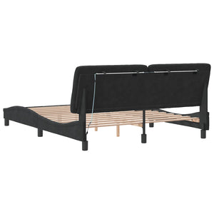 vidaXL LED Bed Frame without Mattress Black 160x200 cm Velvet