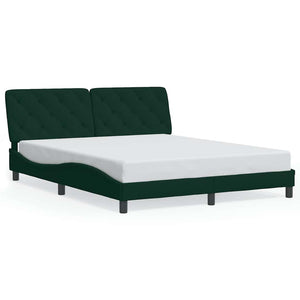 vidaXL LED Bed Frame without Mattress Dark Green 160x200 cm Velvet