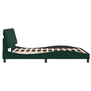 vidaXL LED Bed Frame without Mattress Dark Green 160x200 cm Velvet