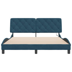 vidaXL LED Bed Frame without Mattress Blue 160x200 cm Velvet