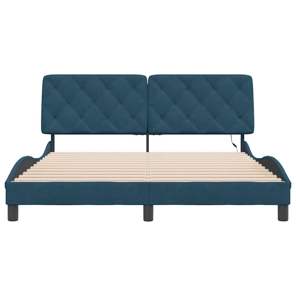 vidaXL LED Bed Frame without Mattress Blue 160x200 cm Velvet