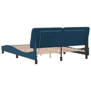 vidaXL LED Bed Frame without Mattress Blue 160x200 cm Velvet