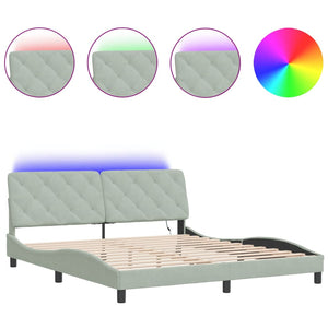 vidaXL LED Bed Frame without Mattress Light Gray 180x200 cm Velvet