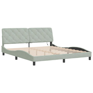 vidaXL LED Bed Frame without Mattress Light Gray 180x200 cm Velvet