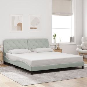 vidaXL LED Bed Frame without Mattress Light Gray 180x200 cm Velvet
