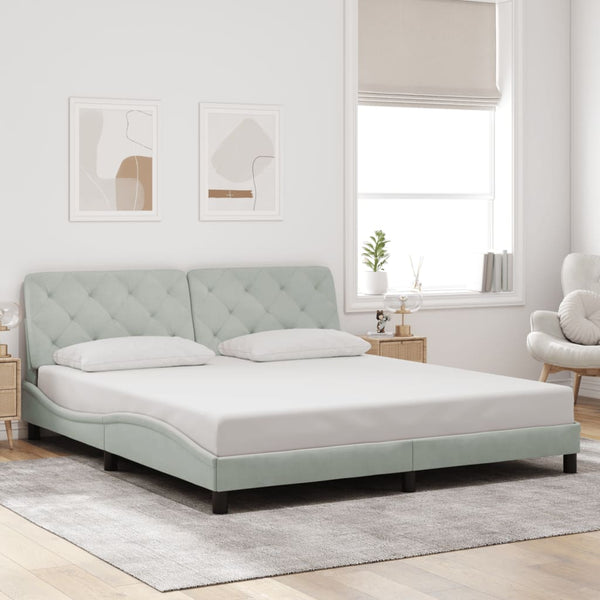 vidaXL LED Bed Frame without Mattress Light Gray 180x200 cm Velvet