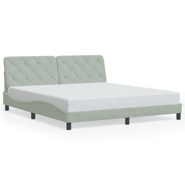 vidaXL LED Bed Frame without Mattress Light Gray 180x200 cm Velvet
