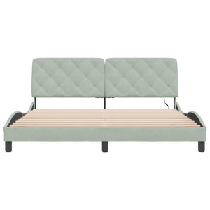vidaXL LED Bed Frame without Mattress Light Gray 180x200 cm Velvet