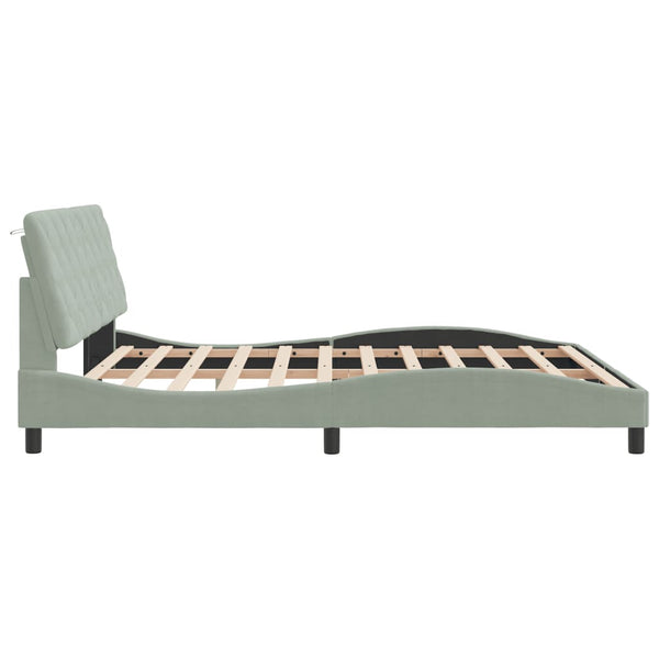 vidaXL LED Bed Frame without Mattress Light Gray 180x200 cm Velvet