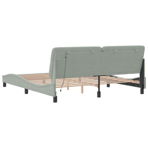 vidaXL LED Bed Frame without Mattress Light Gray 180x200 cm Velvet