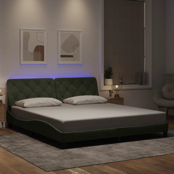 vidaXL LED Bed Frame without Mattress Light Gray 180x200 cm Velvet