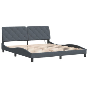 vidaXL LED Bed Frame without Mattress Dark Grey 180x200 cm Velvet
