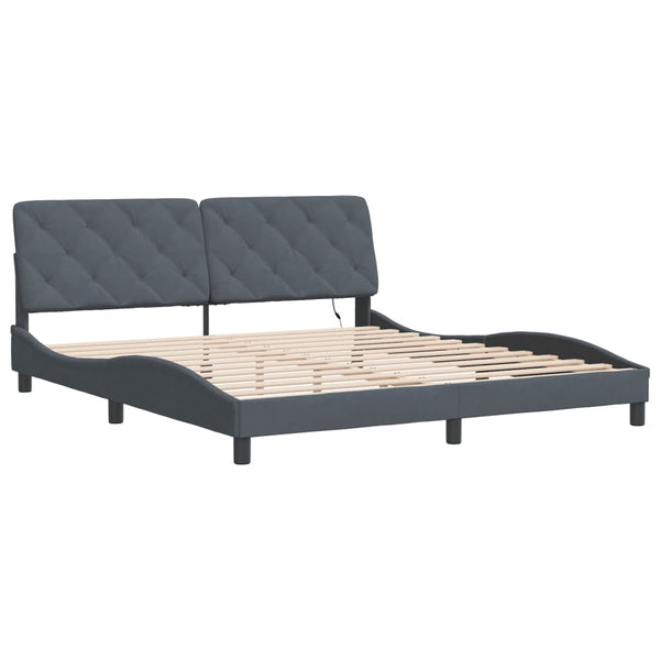 vidaXL LED Bed Frame without Mattress Dark Grey 180x200 cm Velvet