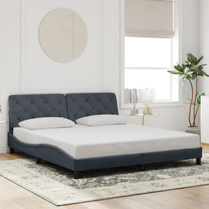 vidaXL LED Bed Frame without Mattress Dark Grey 180x200 cm Velvet
