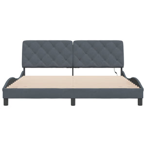vidaXL LED Bed Frame without Mattress Dark Grey 180x200 cm Velvet