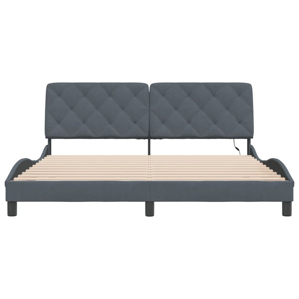 vidaXL LED Bed Frame without Mattress Dark Grey 180x200 cm Velvet