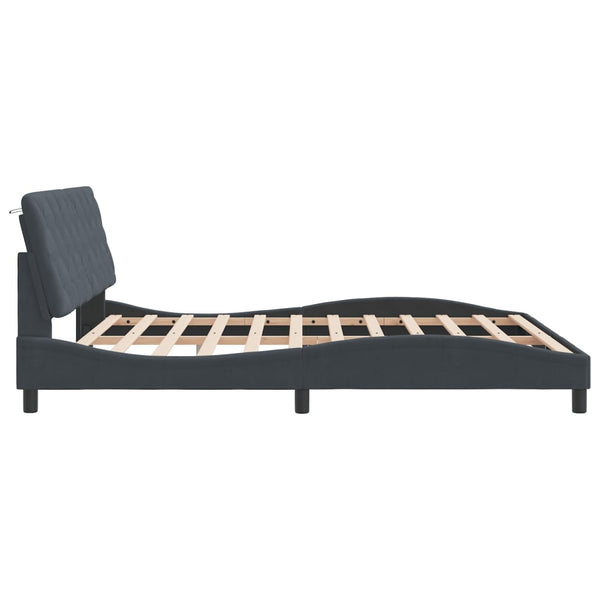 vidaXL LED Bed Frame without Mattress Dark Grey 180x200 cm Velvet