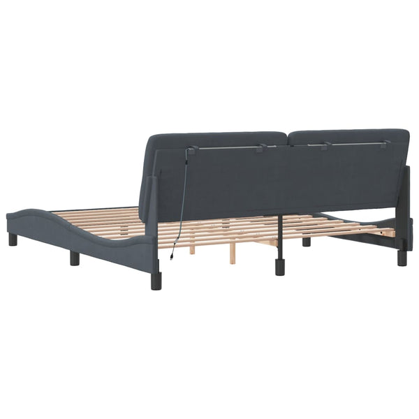 vidaXL LED Bed Frame without Mattress Dark Grey 180x200 cm Velvet