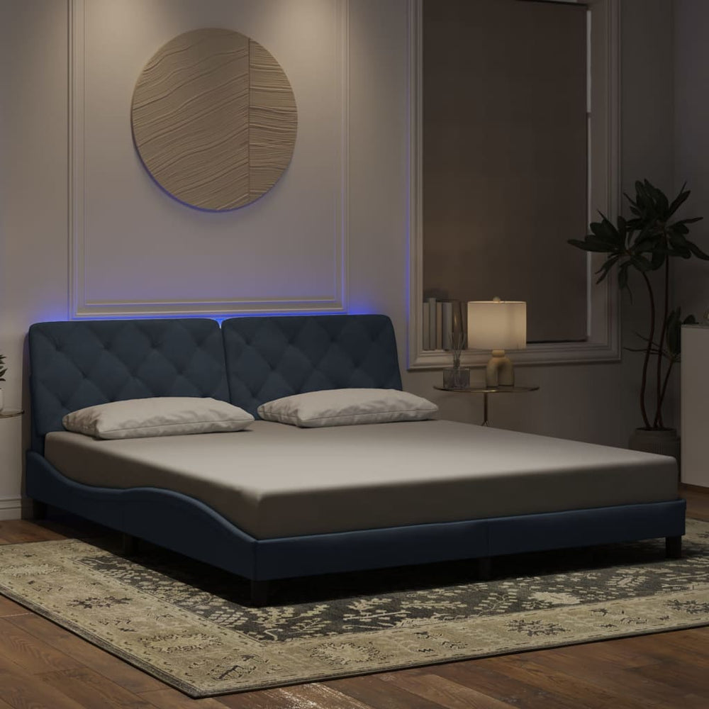 vidaXL LED Bed Frame without Mattress Dark Grey 180x200 cm Velvet