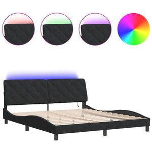 vidaXL LED Bed Frame without Mattress Black 180x200 cm Velvet