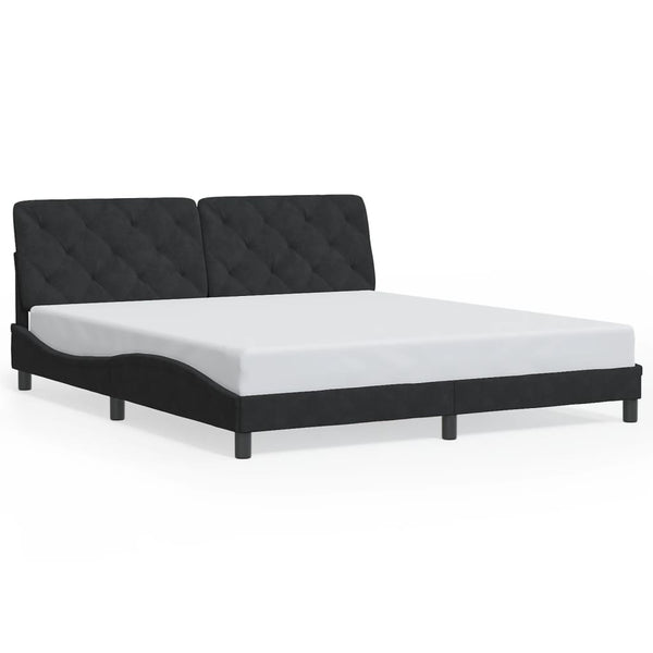 vidaXL LED Bed Frame without Mattress Black 180x200 cm Velvet