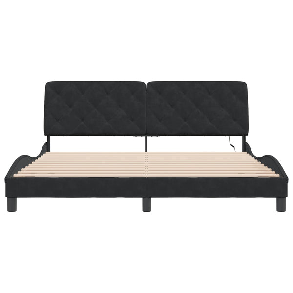 vidaXL LED Bed Frame without Mattress Black 180x200 cm Velvet