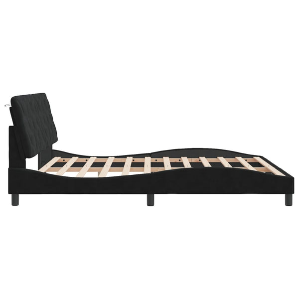 vidaXL LED Bed Frame without Mattress Black 180x200 cm Velvet