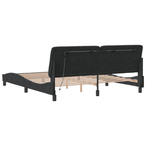 vidaXL LED Bed Frame without Mattress Black 180x200 cm Velvet