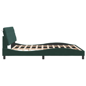 vidaXL LED Bed Frame without Mattress Dark Green 180x200 cm Velvet