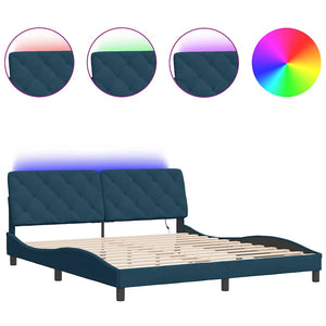 vidaXL LED Bed Frame without Mattress Blue 180x200 cm Velvet
