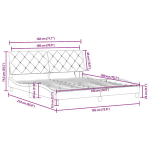 vidaXL LED Bed Frame without Mattress Blue 180x200 cm Velvet