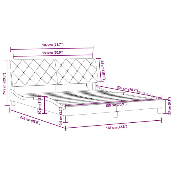 vidaXL LED Bed Frame without Mattress Blue 180x200 cm Velvet