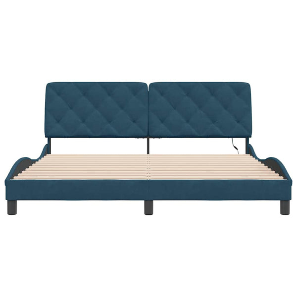 vidaXL LED Bed Frame without Mattress Blue 180x200 cm Velvet