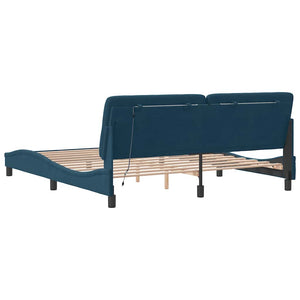 vidaXL LED Bed Frame without Mattress Blue 180x200 cm Velvet