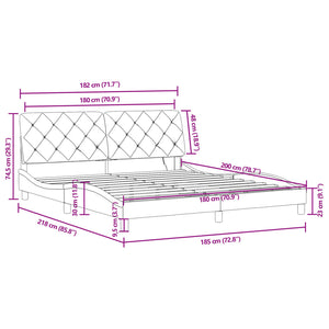 vidaXL LED Bed Frame without Mattress Pink 180x200 cm Velvet