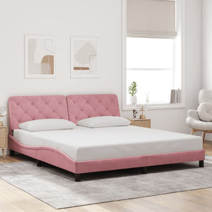 vidaXL LED Bed Frame without Mattress Pink 180x200 cm Velvet