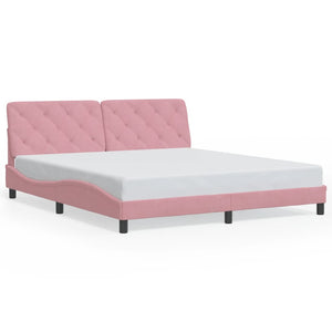 vidaXL LED Bed Frame without Mattress Pink 180x200 cm Velvet