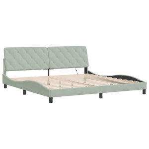 vidaXL LED Bed Frame without Mattress Light Grey 200x200 cm Velvet