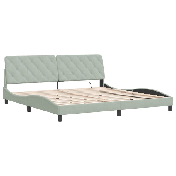 vidaXL LED Bed Frame without Mattress Light Grey 200x200 cm Velvet
