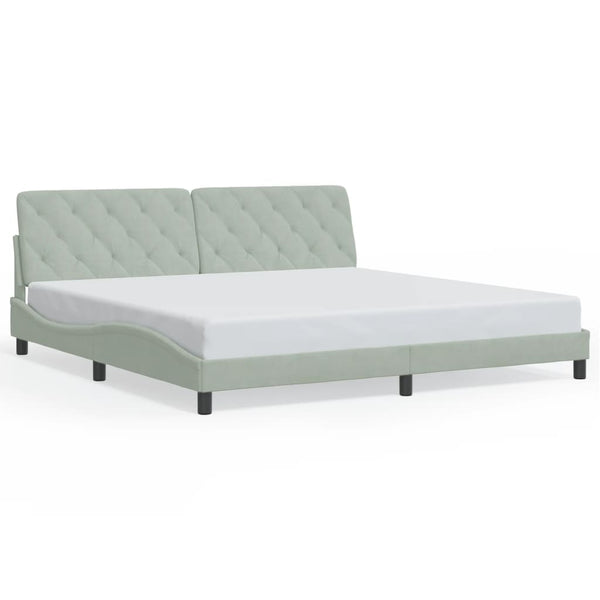 vidaXL LED Bed Frame without Mattress Light Grey 200x200 cm Velvet