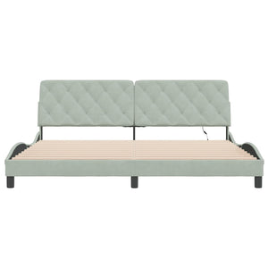 vidaXL LED Bed Frame without Mattress Light Grey 200x200 cm Velvet