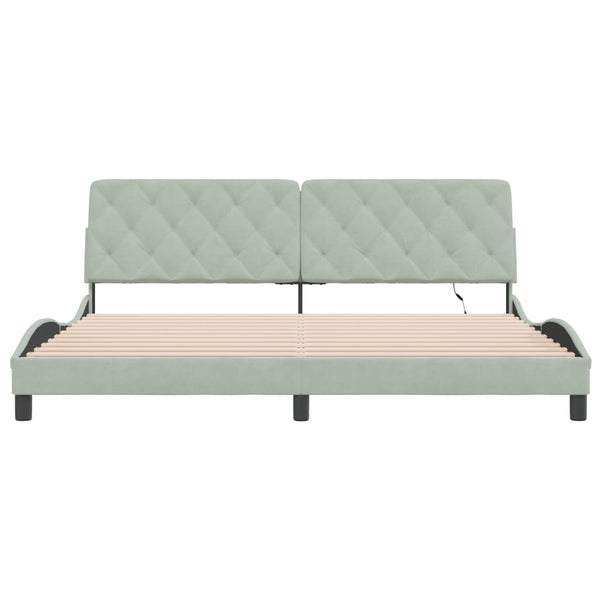 vidaXL LED Bed Frame without Mattress Light Grey 200x200 cm Velvet